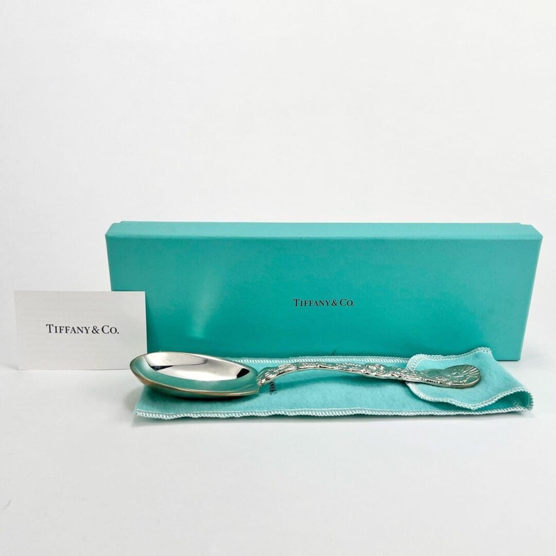 Tiffany & Co. silver spoon in box.