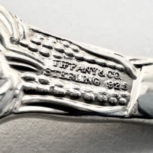 Tiffany & Co. sterling silver utensil detail.