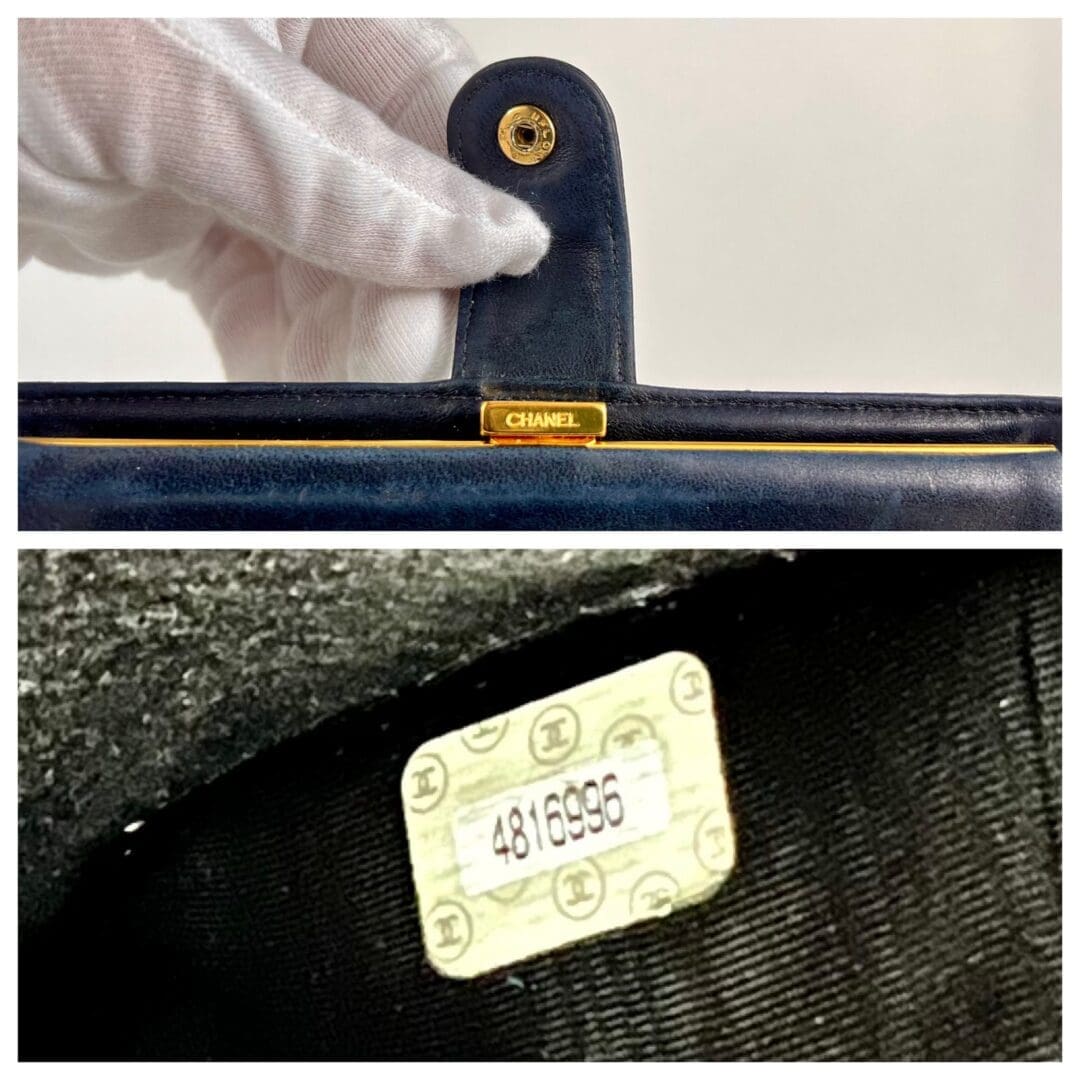 Chanel wallet with serial number sticker.