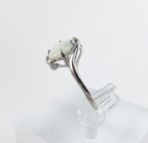 Silver ring with an opal gemstone.