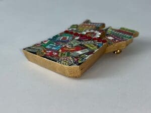 Colorful decorative object with intricate patterns.