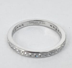 Diamond ring with engraved inside band.