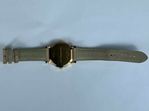 Back view of a luxury wristwatch.