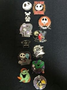 Nightmare Before Christmas themed pins collection.