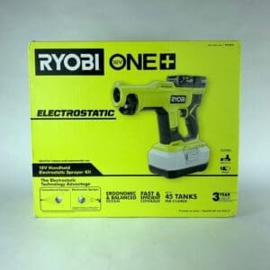 Ryobi electrostatic sprayer kit packaging.