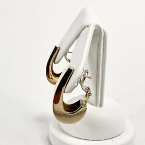 Gold and silver hoop earrings display.