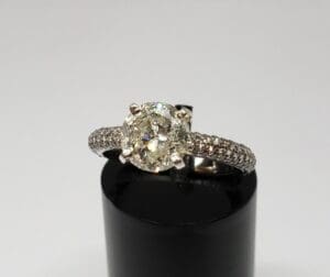 Diamond ring with intricate band design.