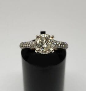 Diamond ring with intricate band design.