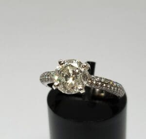 Diamond ring with intricate band design.