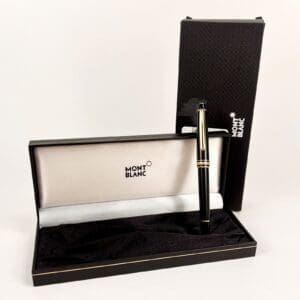 Montblanc pen in an open presentation box.