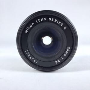 Nikon Series E camera lens front view.