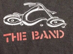 Motorcycle sketch with "The Band" text.