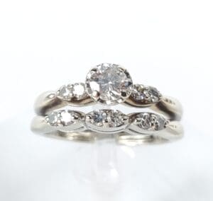 Diamond engagement and wedding ring set.