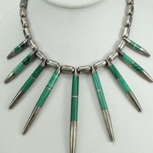 Green and silver beaded tribal necklace.