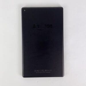 Back of a black Amazon tablet.