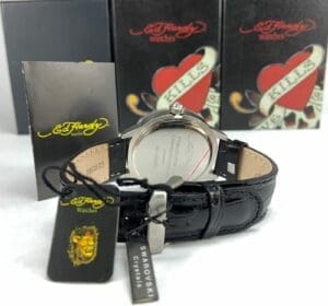 Ed Hardy watch with packaging and tags.