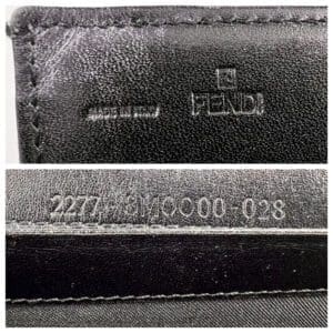 Close-up of Fendi leather tag and serial.