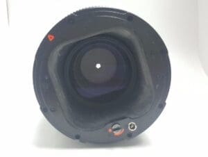 Camera lens viewed from the front.