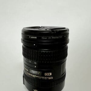 Camera lens with Canon UV protector filter.