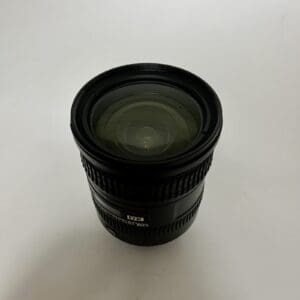 Camera lens on a white background.