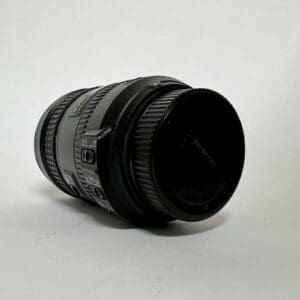 Camera lens on white background.