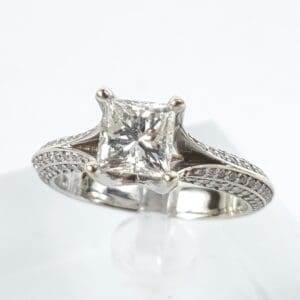 Diamond ring with intricate band design.