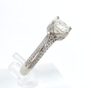 Diamond ring with intricate band design.