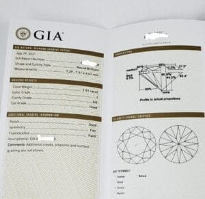GIA diamond grading report with details.