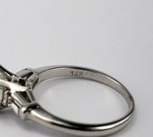 14K white gold ring with diamonds.