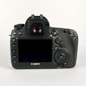 Back view of a Canon DSLR camera.