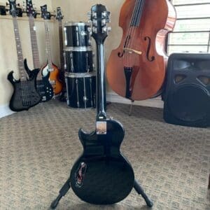 Music room with various string instruments.