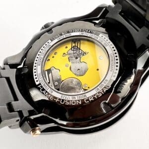 Black watch with transparent back casing.