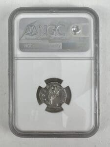 Coin in plastic NGC graded holder.