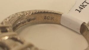 14K ring with engraved details.