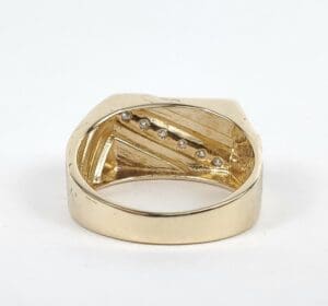 Gold ring with small interior diamonds.