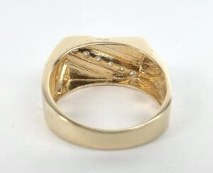Gold ring with small interior diamonds.