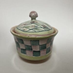Decorative ceramic jar with lid.
