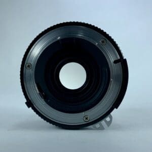 Camera lens mount on white background.
