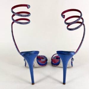 Spiral blue high heels with straps.