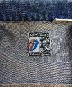Rolling Stones patch inside denim jacket.